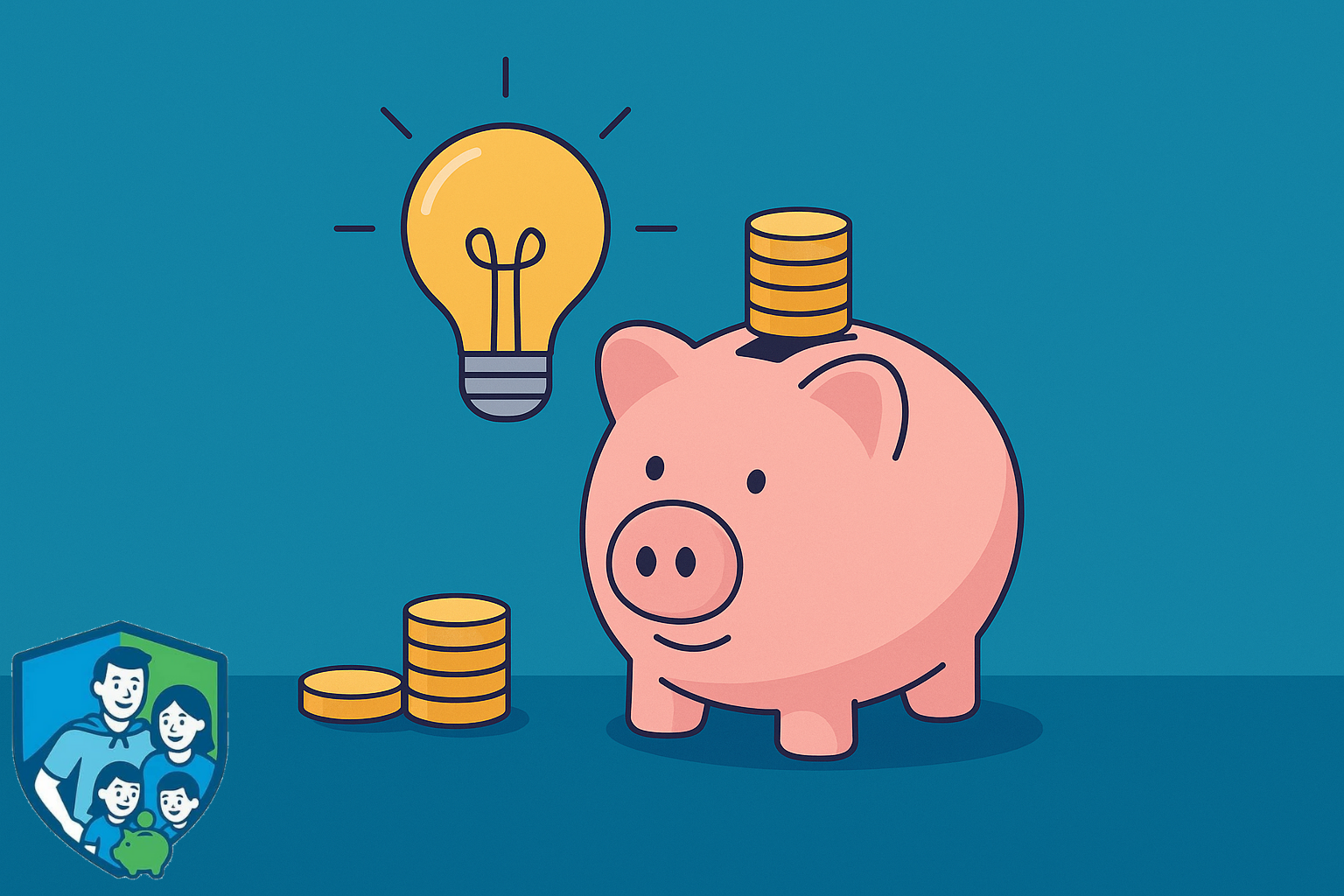 Familie legt Geld zur Seite für Notgroschen, finanzielle Sicherheit