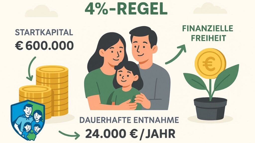 Grafische Darstellung der 4-Prozent-Regel – Vermögensentnahme und Wachstum für finanzielle Freiheit