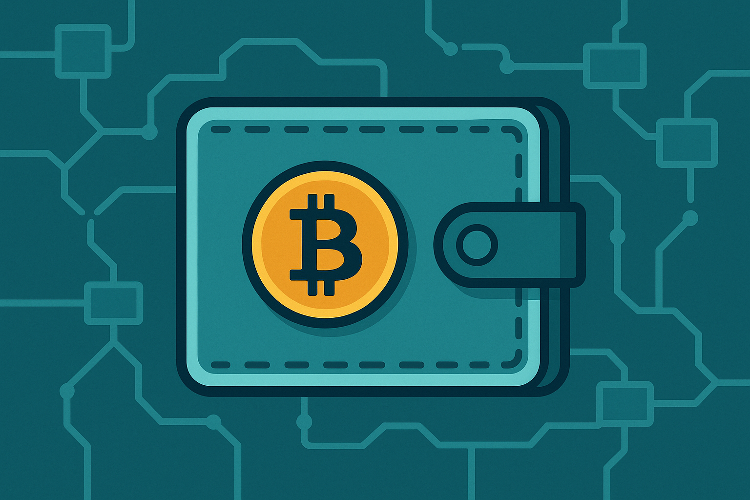 Illustration einer Bitcoin-Wallet als App und Hardware-Gerät