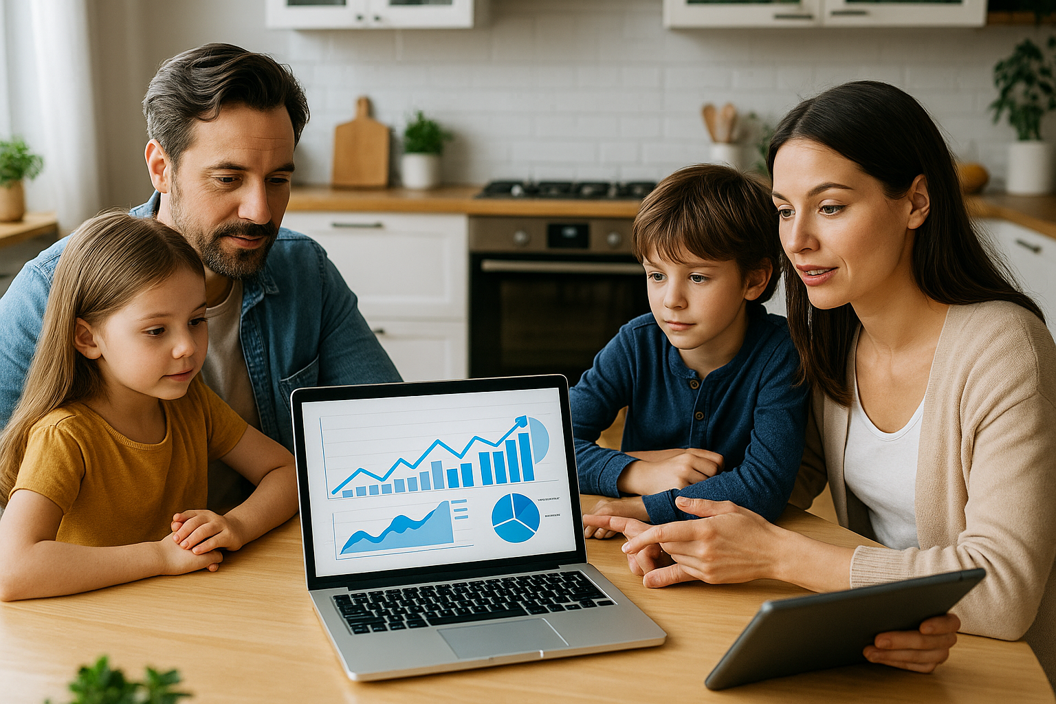 ETF verstehen – Familie verschafft sich gemeinsam einen Überblick über ihre Geldanlage
