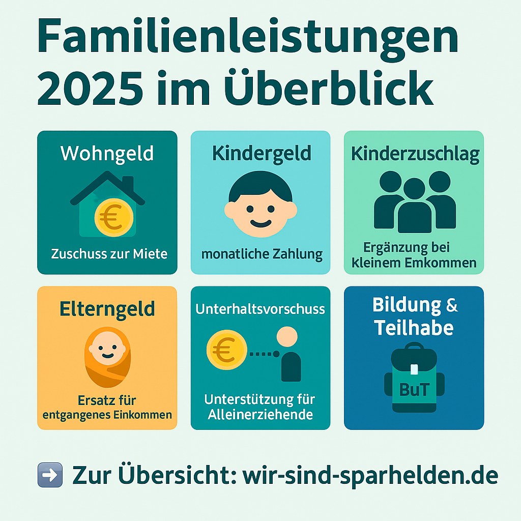 Familienleistungen 2025 im Überblick: Wohngeld, Kindergeld, Kinderzuschlag, Elterngeld, BuT