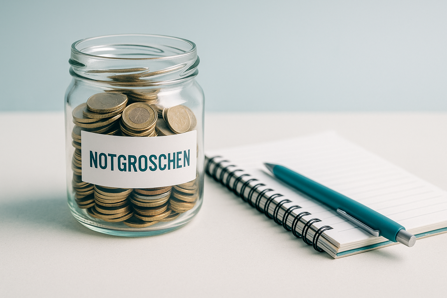 Service & Downloads: Notgroschen-Planer – Einmachglas mit Euro-Münzen