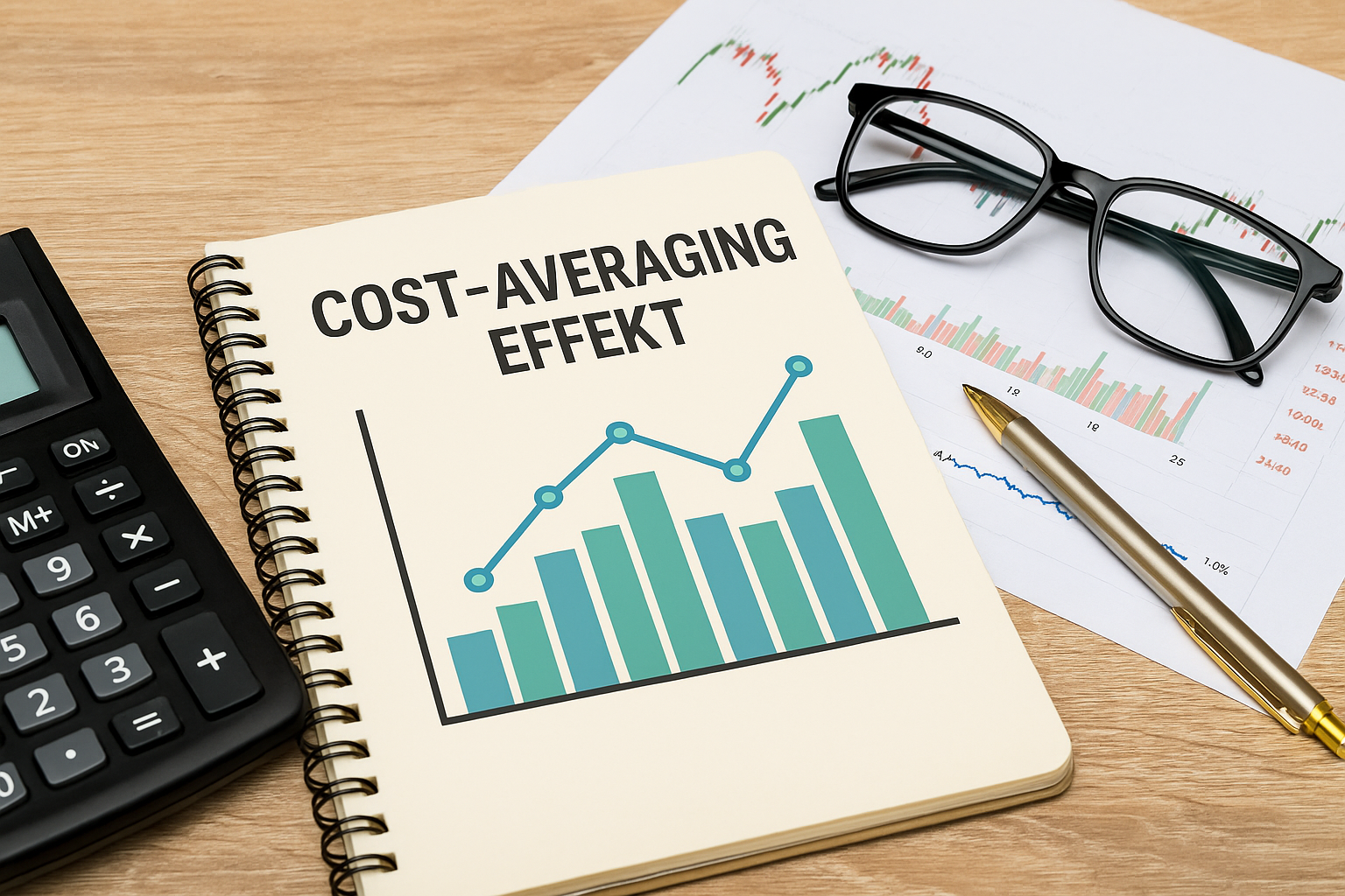 Cost-Averaging-Effekt – Grafik zeigt, wie regelmäßiges Investieren den Durchschnittspreis senkt