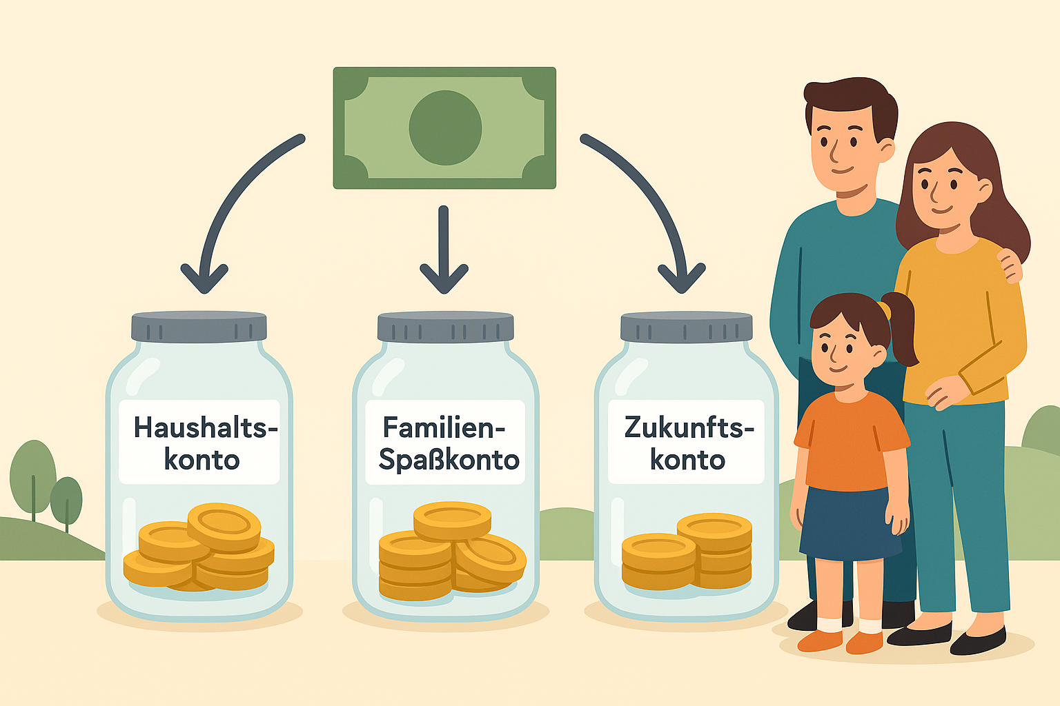 Service & Downloads: 3-Konten-Modell – Gehalt fließt vom Girokonto auf drei Familienkonten