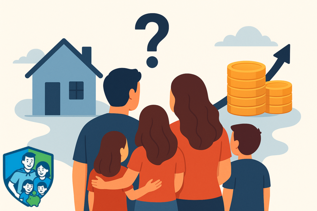 Familie steht vor der Entscheidung mieten oder kaufen und plant ihre finanzielle Zukunft