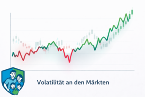 Finanzchart mit grünen und roten Kursschwankungen als Symbol für Volatilität an den Kapitalmärkten und langfristigen Vermögensaufbau
